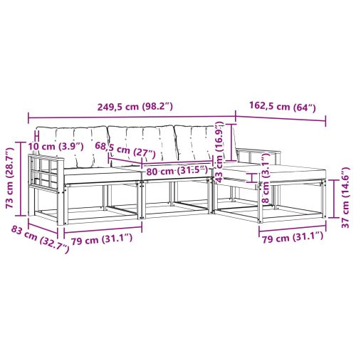 Комплект дивани за открито 4 pcs Натурален и Крема