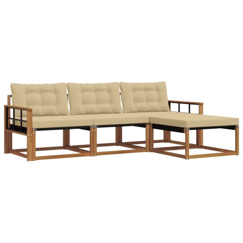 Комплект дивани за открито 4 pcs Натурален и Бежов