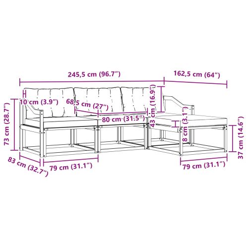 Комплект дивани за открито 4 pcs Натурален и Крема