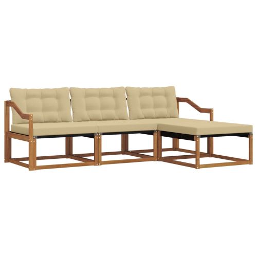 Комплект дивани за открито 4 pcs Натурален и Бежов
