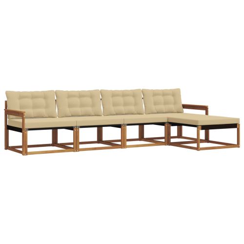 Комплект дивани за открито 5 pcs Натурален и Бежов