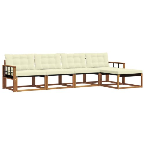 Комплект дивани за открито 5 pcs Натурален и Крема