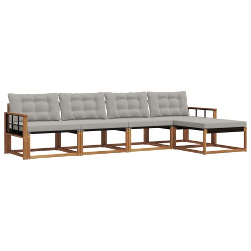 Комплект дивани за открито 5 pcs Естествено и светло сиво