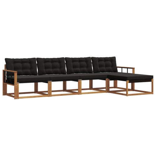 Комплект дивани за открито 5 pcs Естествено и черно