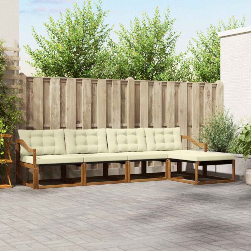 Комплект дивани за открито 5 pcs Натурален и Крема