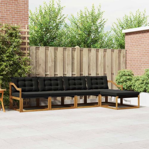 Комплект дивани за открито 5 pcs Естествено и черно