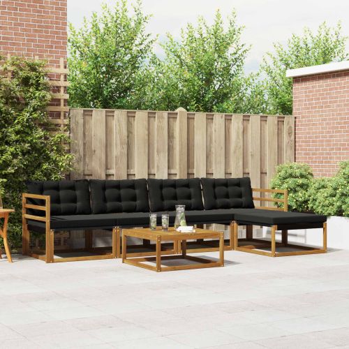 Комплект дивани за открито 6 pcs Естествено и черно