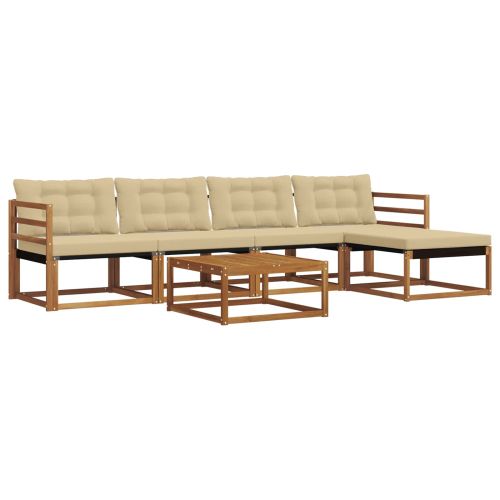 Комплект дивани за открито 6 pcs Натурален и Бежов
