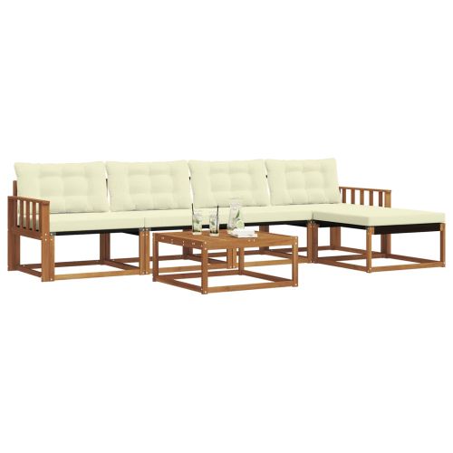 Комплект дивани за открито 6 pcs Натурален и Крема