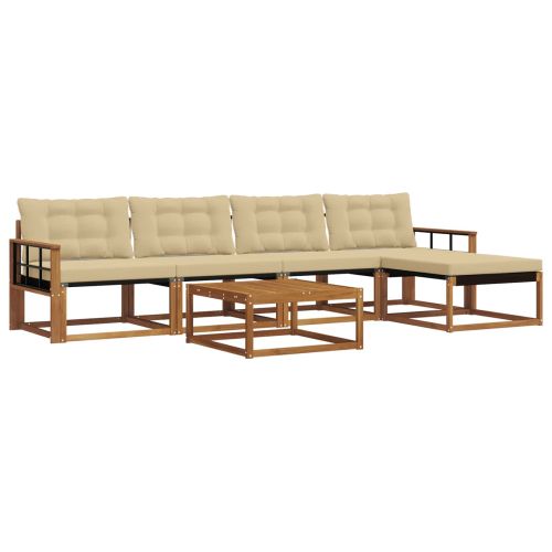 Комплект дивани за открито 6 pcs Натурален и Бежов
