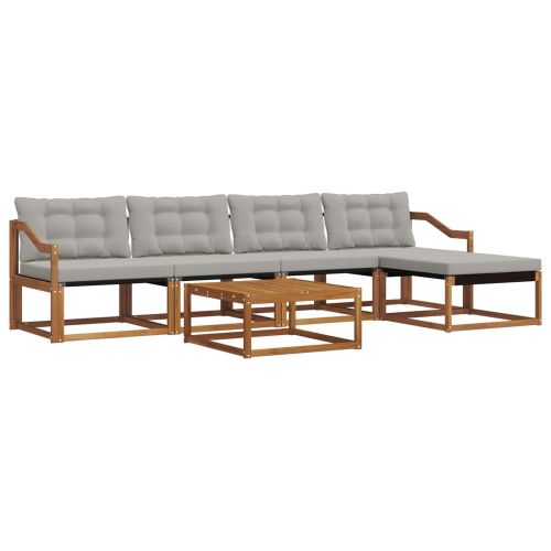 Комплект дивани за открито 6 pcs Естествено и светло сиво