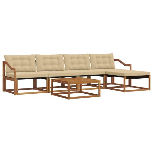 Комплект дивани за открито 6 pcs Натурален и Бежов
