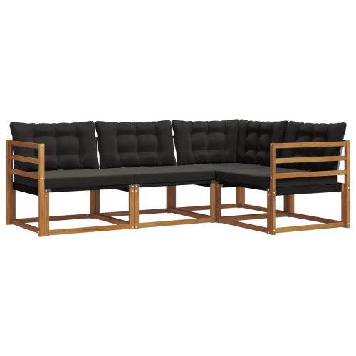 Комплект дивани с възглавница 4 pcs Естествено и черно