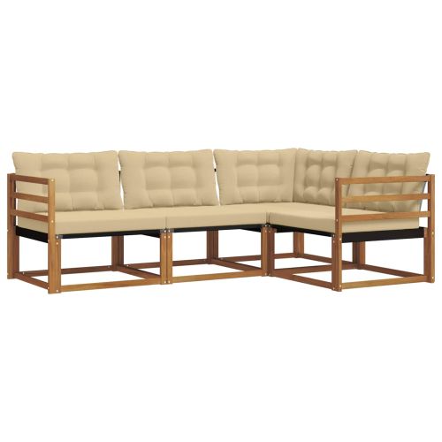 Комплект дивани с възглавница 4 pcs Натурален и Бежов