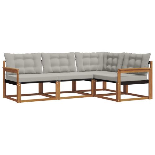 Комплект дивани за открито 4 pcs Естествено и светло сиво