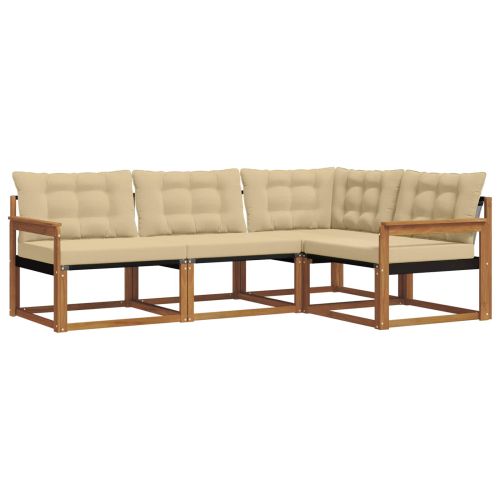 Комплект дивани с възглавница 4 pcs Натурален и Бежов