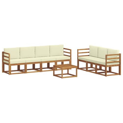 Комплект дивани за открито 8 pcs Натурален и Крема
