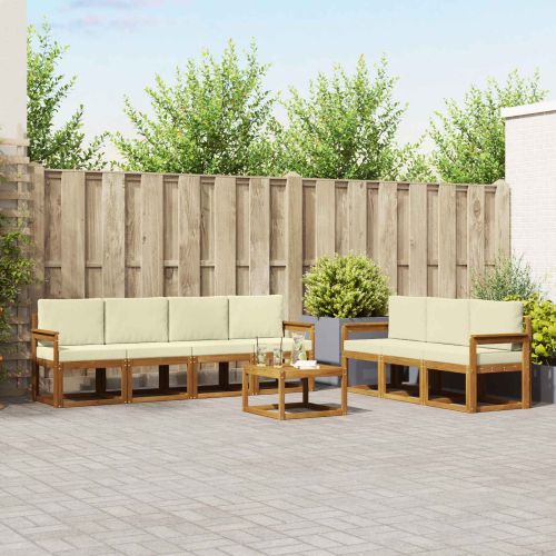 Комплект дивани за открито 8 pcs Натурален и Крема