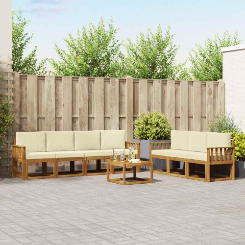 Комплект дивани за открито 8 pcs Натурален и Крема