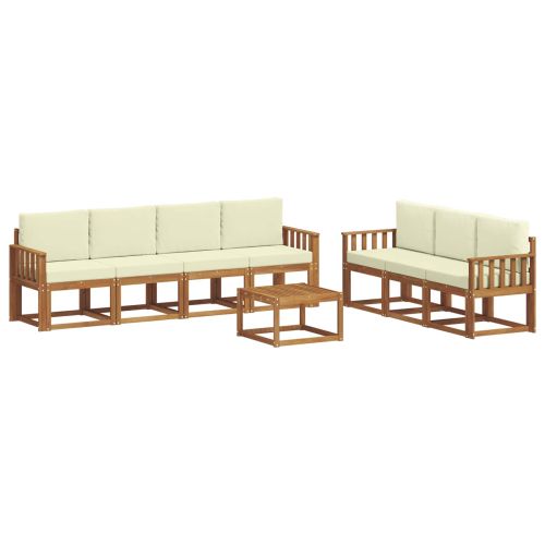 Комплект дивани за открито 8 pcs Натурален и Крема