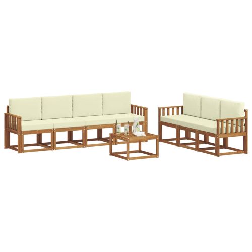 Комплект дивани за открито 8 pcs Натурален и Крема