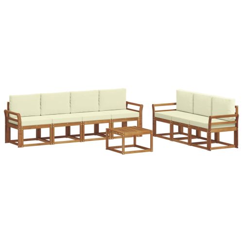 Комплект дивани за открито 8 pcs Натурален и Крема