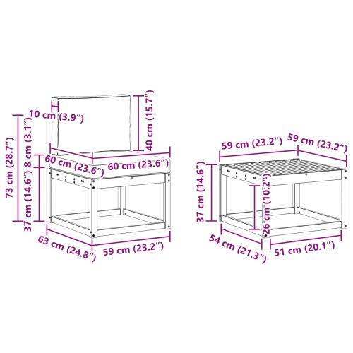 Комплект дивани за открито 8 pcs Натурален и Крема