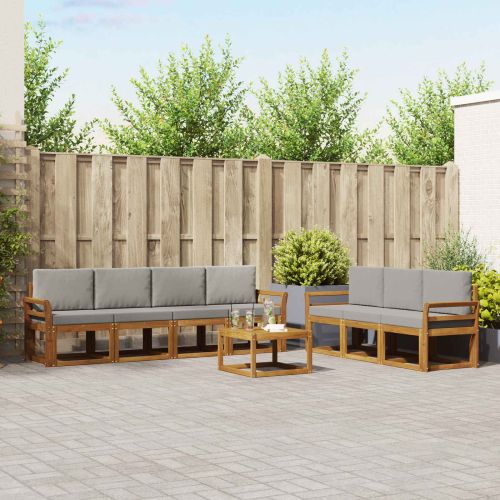 Комплект дивани за открито 8 pcs Естествено и светло сиво