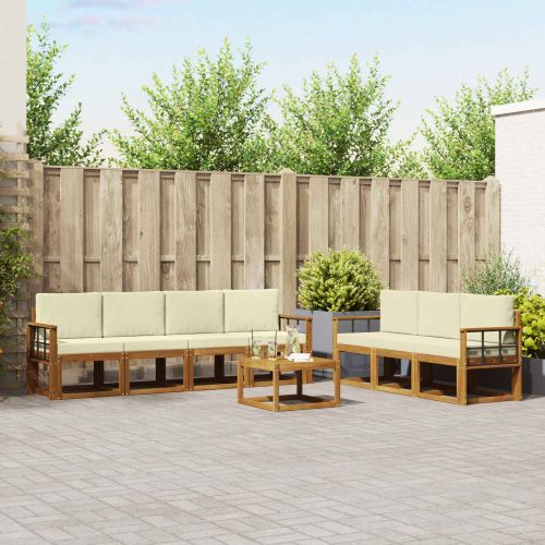 Комплект дивани за открито 8 pcs Натурален и Крема