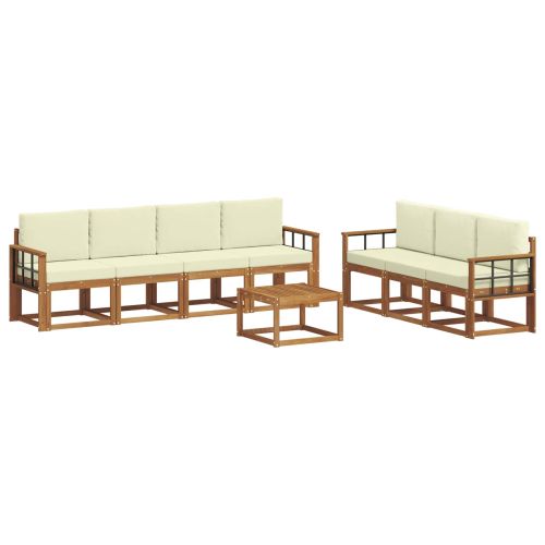 Комплект дивани за открито 8 pcs Натурален и Крема