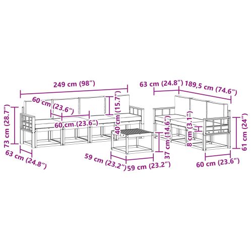 Комплект дивани за открито 8 pcs Естествено и светло сиво