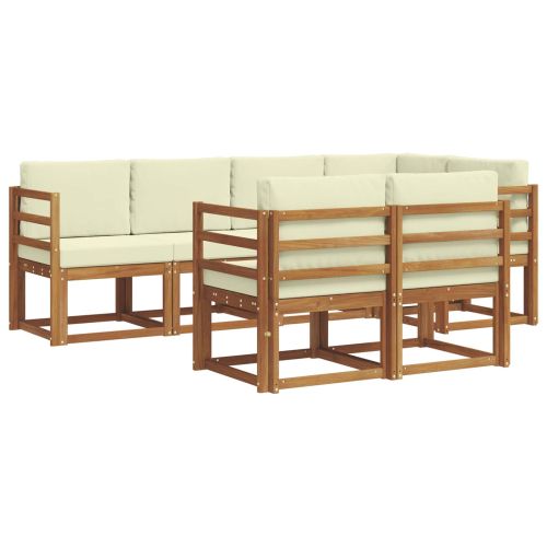 Комплект дивани за открито 7 pcs Натурален и Крема