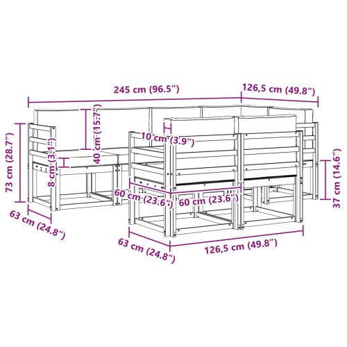 Комплект дивани за открито 7 pcs Натурален и Крема