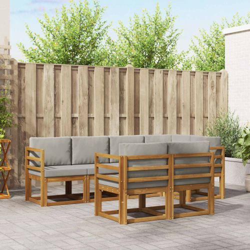 Комплект дивани за открито 7 pcs Естествено и светло сиво