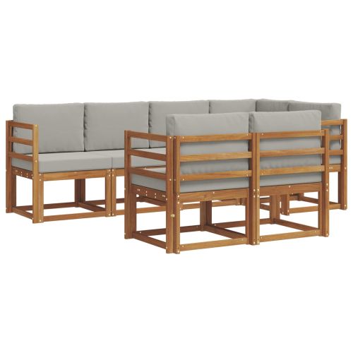 Комплект дивани за открито 7 pcs Естествено и светло сиво