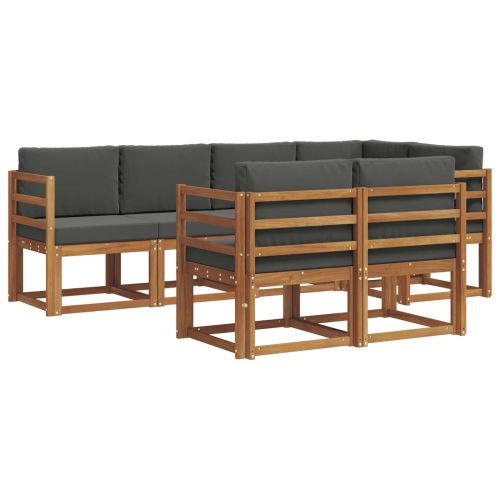 Комплект дивани за открито 7 pcs Натурален и Антрацит