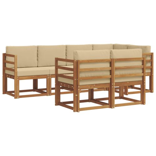 Комплект дивани за открито 7 pcs Натурален и Бежов