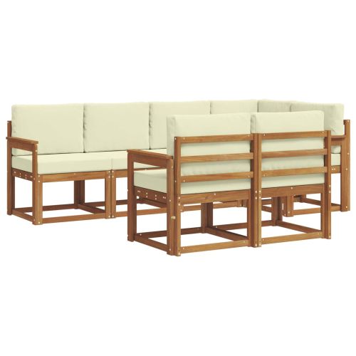 Комплект дивани за открито 7 pcs Натурален и Крема