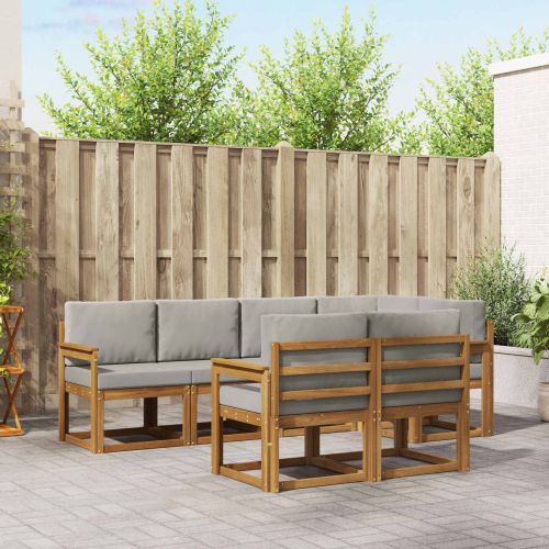 Комплект дивани за открито 7 pcs Естествено и светло сиво