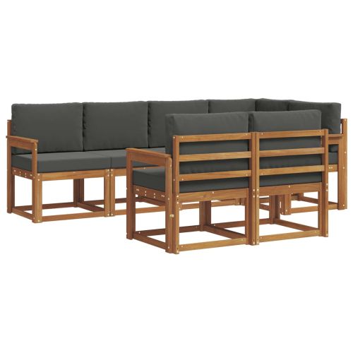 Комплект дивани за открито 7 pcs Натурален и Антрацит