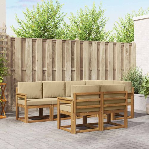 Комплект дивани за открито 7 pcs Натурален и Бежов