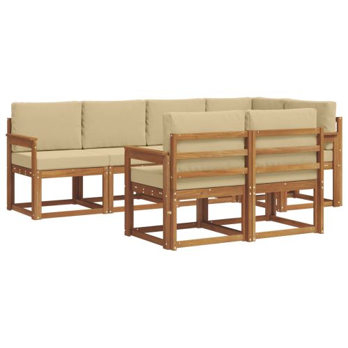 Комплект дивани за открито 7 pcs Натурален и Бежов