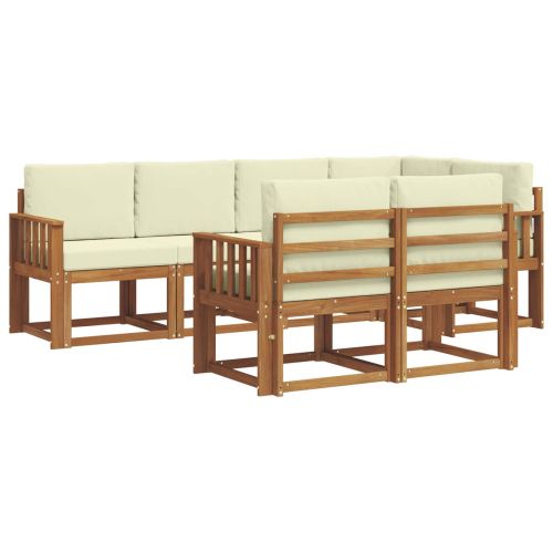 Комплект дивани за открито 7 pcs Натурален и Крема