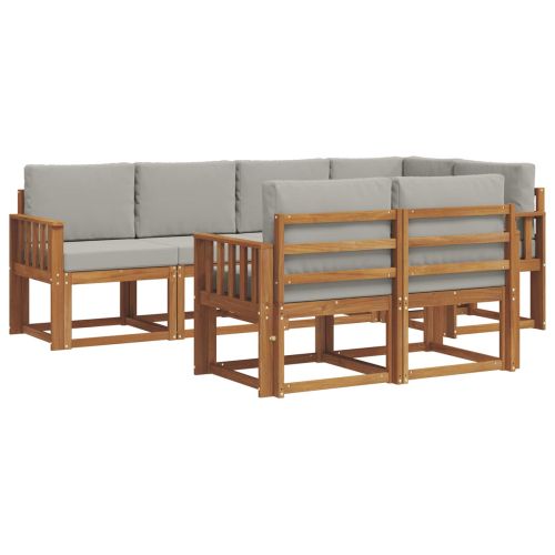 Комплект дивани за открито 7 pcs Естествено и светло сиво