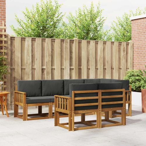 Комплект дивани за открито 7 pcs Натурален и Антрацит