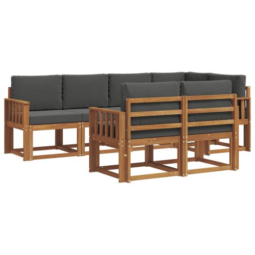 Комплект дивани за открито 7 pcs Натурален и Антрацит