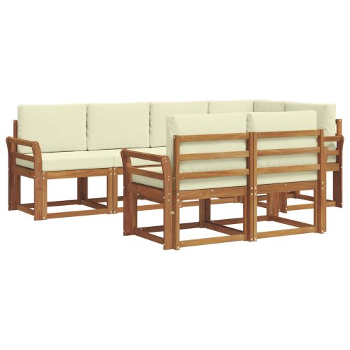 Комплект дивани за открито 7 pcs Натурален и Крема