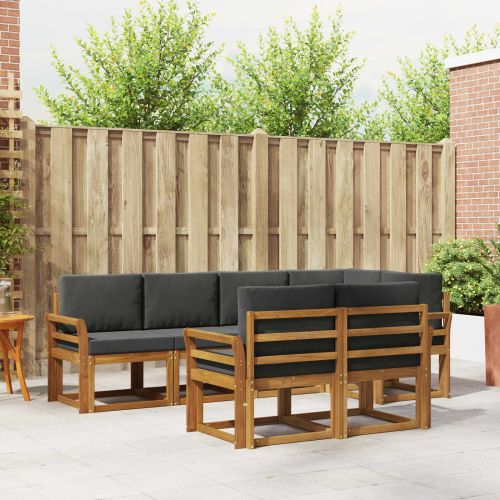 Комплект дивани за открито 7 pcs Натурален и Антрацит