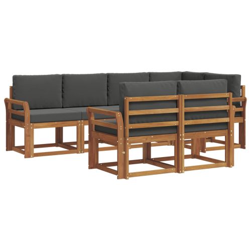 Комплект дивани за открито 7 pcs Натурален и Антрацит