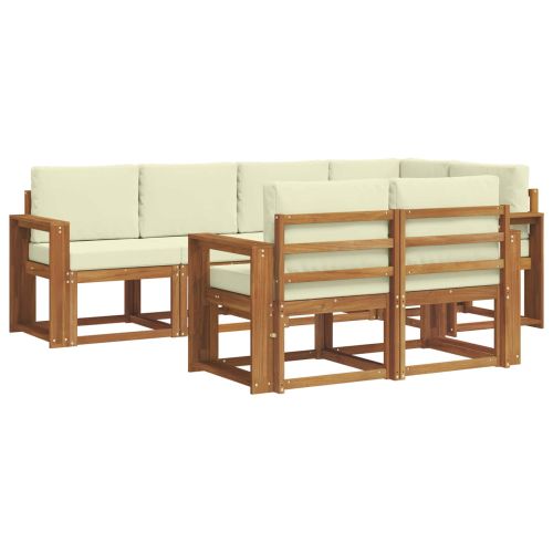 Комплект дивани за открито 7 pcs Натурален и Крема